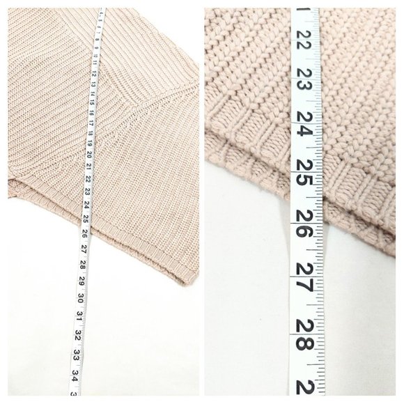 Chelsea & Theodore Ribbed Asymmetrical Cowl Neck Beige Sweater - Picture 12 of 12